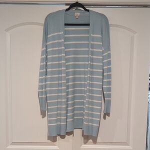 a new day Light Blue and White Striped Cardigan